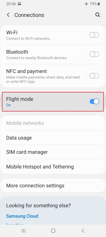 گزینه Flight Mode یا حالت هواپیما یا پرواز