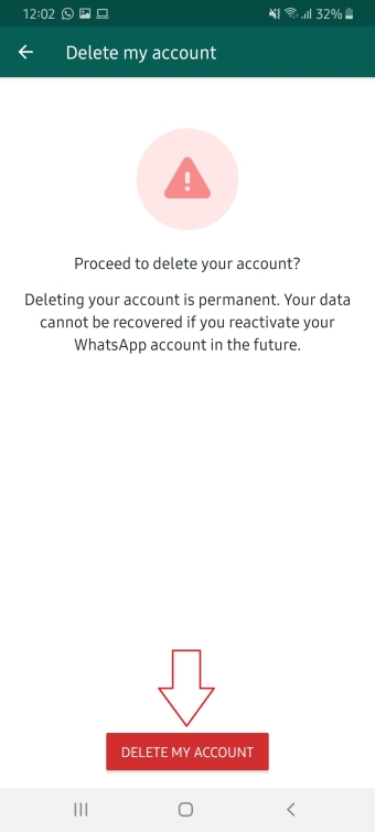  واتساپ Delete My Account